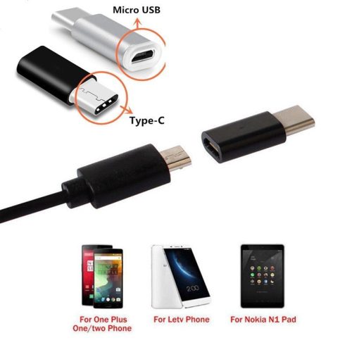 Micro USB - USB C átalakító, konverter okostelefonokhoz és táblagépekhez kompatibilis adapter