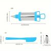5db / Készlet, Rozsdamentes Acél Jegesítőpisztoly és Desszert Dekorátor Csőpisztoly Készlet, 3db Jegesedő Fúvókákkal, DIY Torta és Sütő Eszközök Konyhai Tészta Szerszámhoz